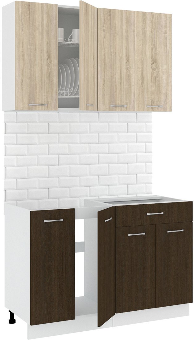 

Готовая кухня Кортекс-мебель Корнелия Лира-лайт 1.2м без столешницы (дуб сонома/венге)