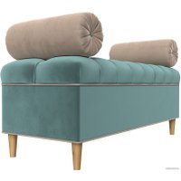 Банкетка Лига диванов Глория 113656 (велюр бирюзовый/бежевый/бежевый)