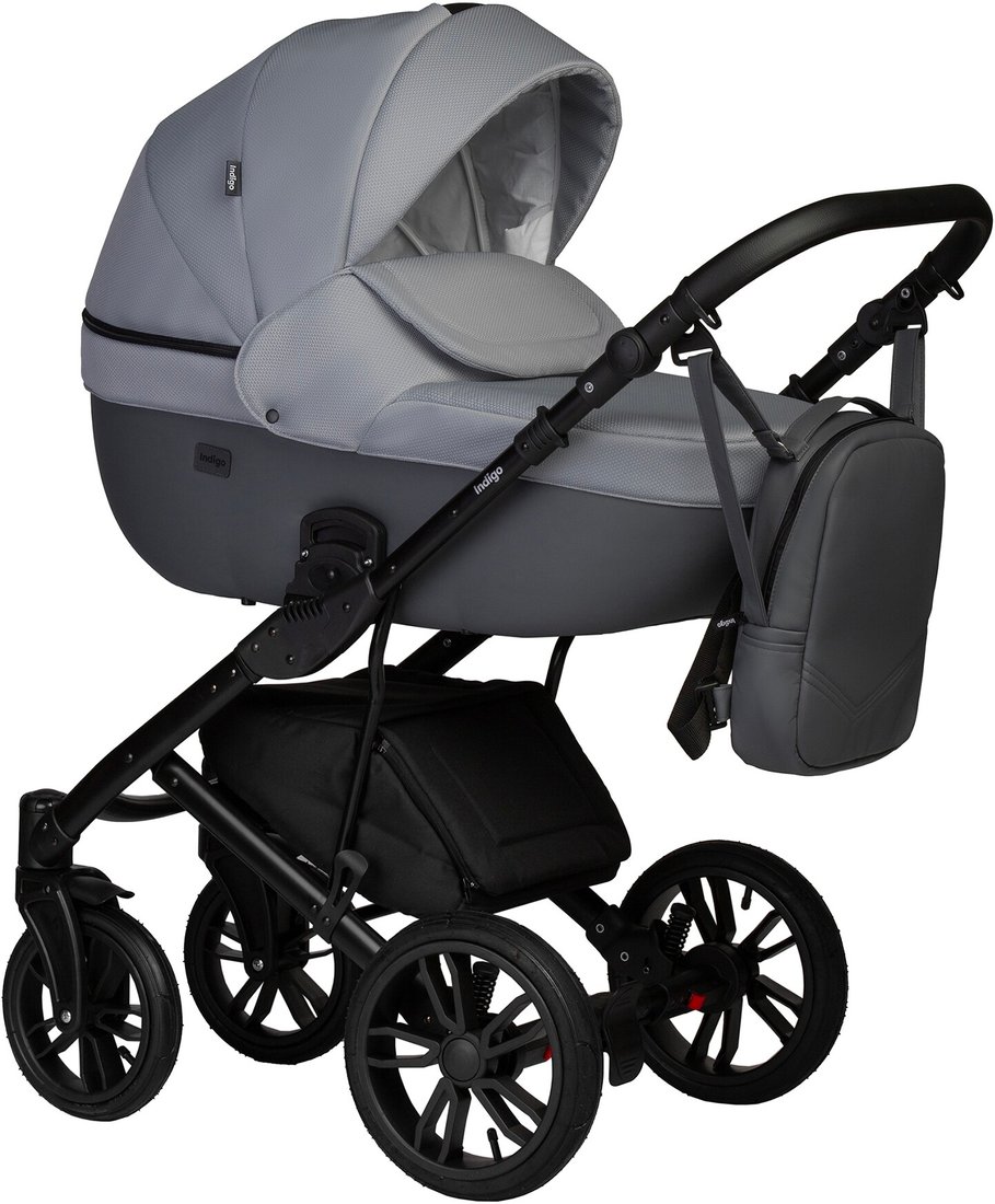 

Универсальная коляска Indigo Mio S (2 в 1, 04/темно-серая кожа+светло-серый)