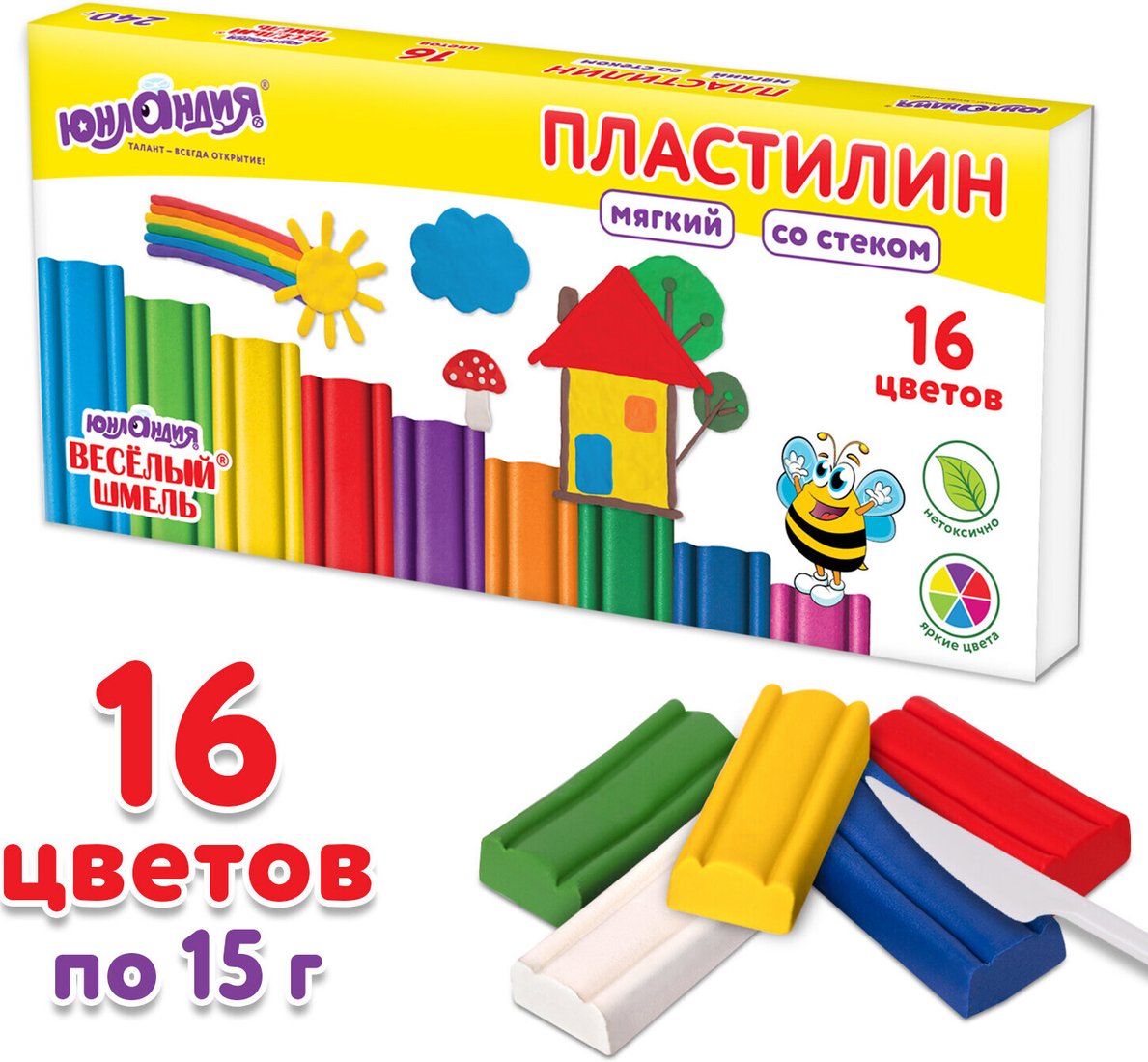 

Пластилин Юнландия Веселый шмель 106673 (16 цв)