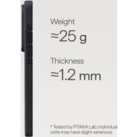 Чехол для телефона Pitaka Edge Case для Samsung Galaxy S26 Ultra (600D Black/Grey Twill Aaron Button)