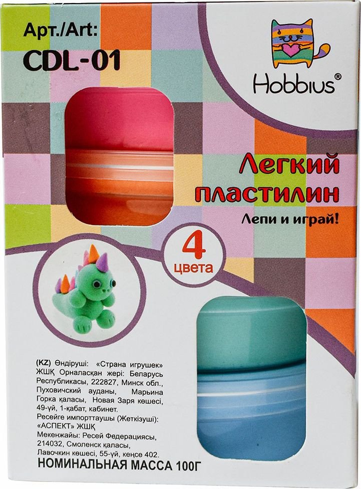 

Пластилин Hobbius Легкий CDL-01 (4 цв)