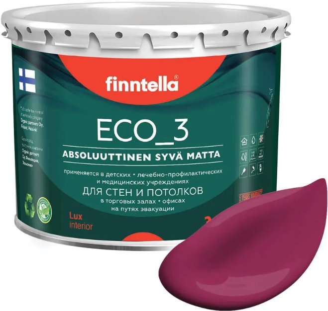 

Краска Finntella Eco 3 Wash and Clean Kirsikka F-08-1-3-FL126 2.7 л (св. вишня)