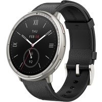 Умные часы Amazfit Active 2 Premium (серебристый, с черным кожаным ремешком)