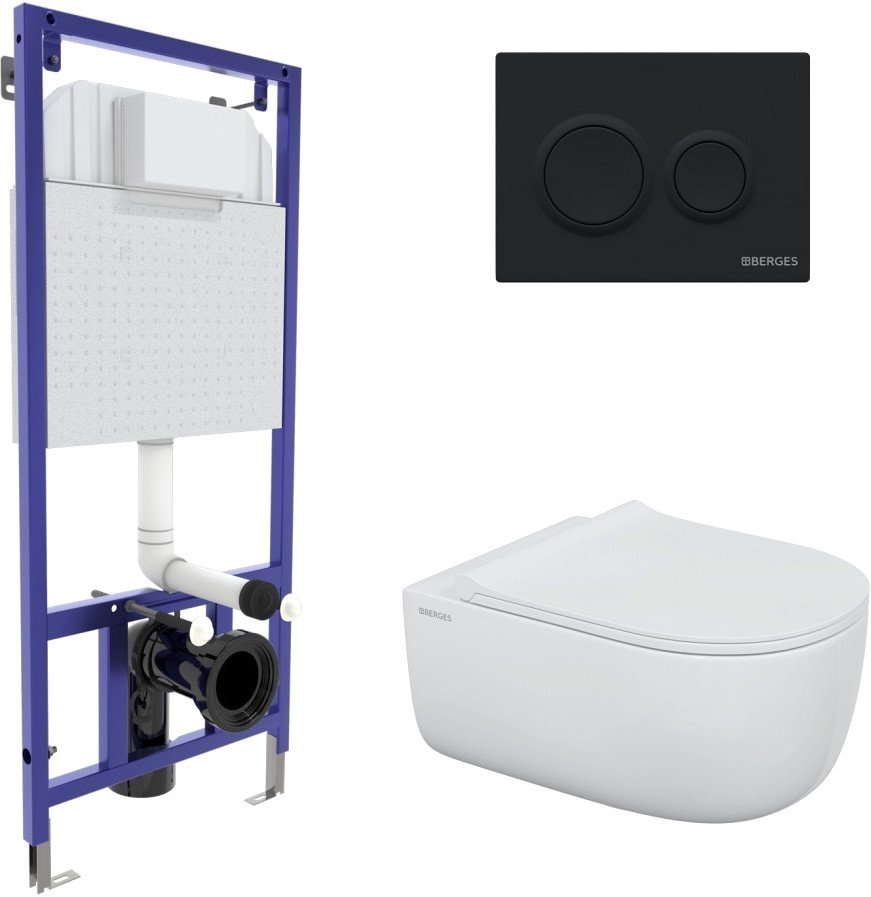 

Унитаз подвесной Berges Wasserhaus Ego XL Rimless + Okus Slim SO + Novum525 + O5 043303