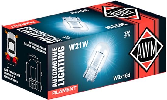 

Лампа накаливания AWM W21W 12V 21W W3X16D 1шт