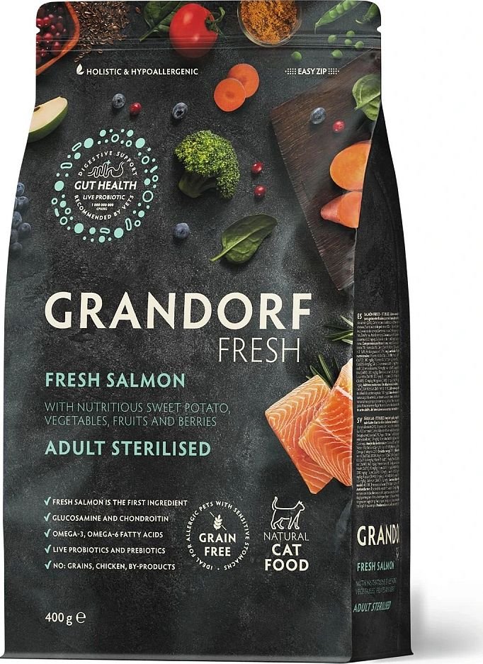 

Сухой корм для кошек Grandorf Fresh Adult Sterilised (Лосось и батат) 2 кг
