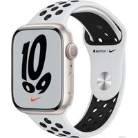 Умные часы Apple Watch Nike Series 7 45 мм (звездный свет/чистая платина,черный)
