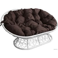 Садовый диван M-Group Мамасан 12110105 (белый ротанг/коричневая подушка)