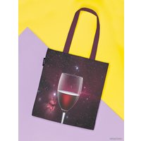 Сумка шоппер JoyArty Бокал вина в космосе ткань под лен bsh_52068