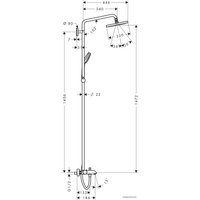 Душевая система  Hansgrohe Croma 220 Showerpipe для ванны 1406 мм (27223000)