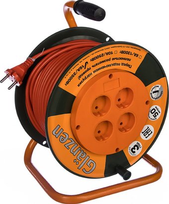 Удлинитель на катушке Glanzen EB-50-006 (50 м, оранжевый)