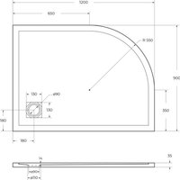 Душевой поддон BelBagno TRAY-MR-UNO-RH-120/90-550-35-W-R-BO