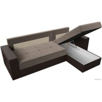 Угловой диван Лига диванов Дубай лайт правый 114156 (велюр коричневый/экокожа коричневый)