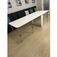 Стол-книга Stoloff Мечта 2280x850 (белый, опоры складные, углы закругленные с роликами и ручками)