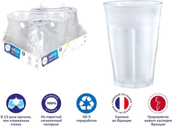 

Набор стаканов для воды и напитков Duralex Picardie Givre FH 1029SR06C11SG