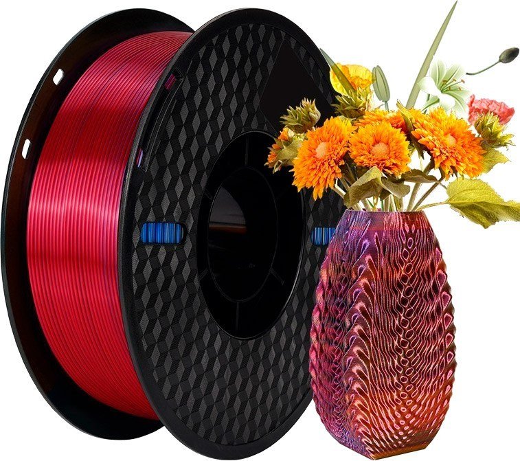 Филамент Kingroon PLA Tri Color Silk 1.75мм NSC025 (1кг, Red/Golden/Blue)