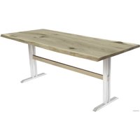 Кухонный стол Buro7 Двутавр 180 (с обзолом и сучками, дуб беленый/белый)