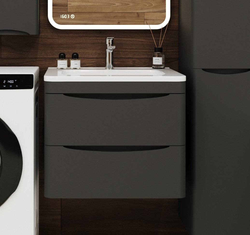 

Symbolite Тумба под умывальник Бергамо мини 60 Люкс Plus 2 ящика (подвесная, черный)