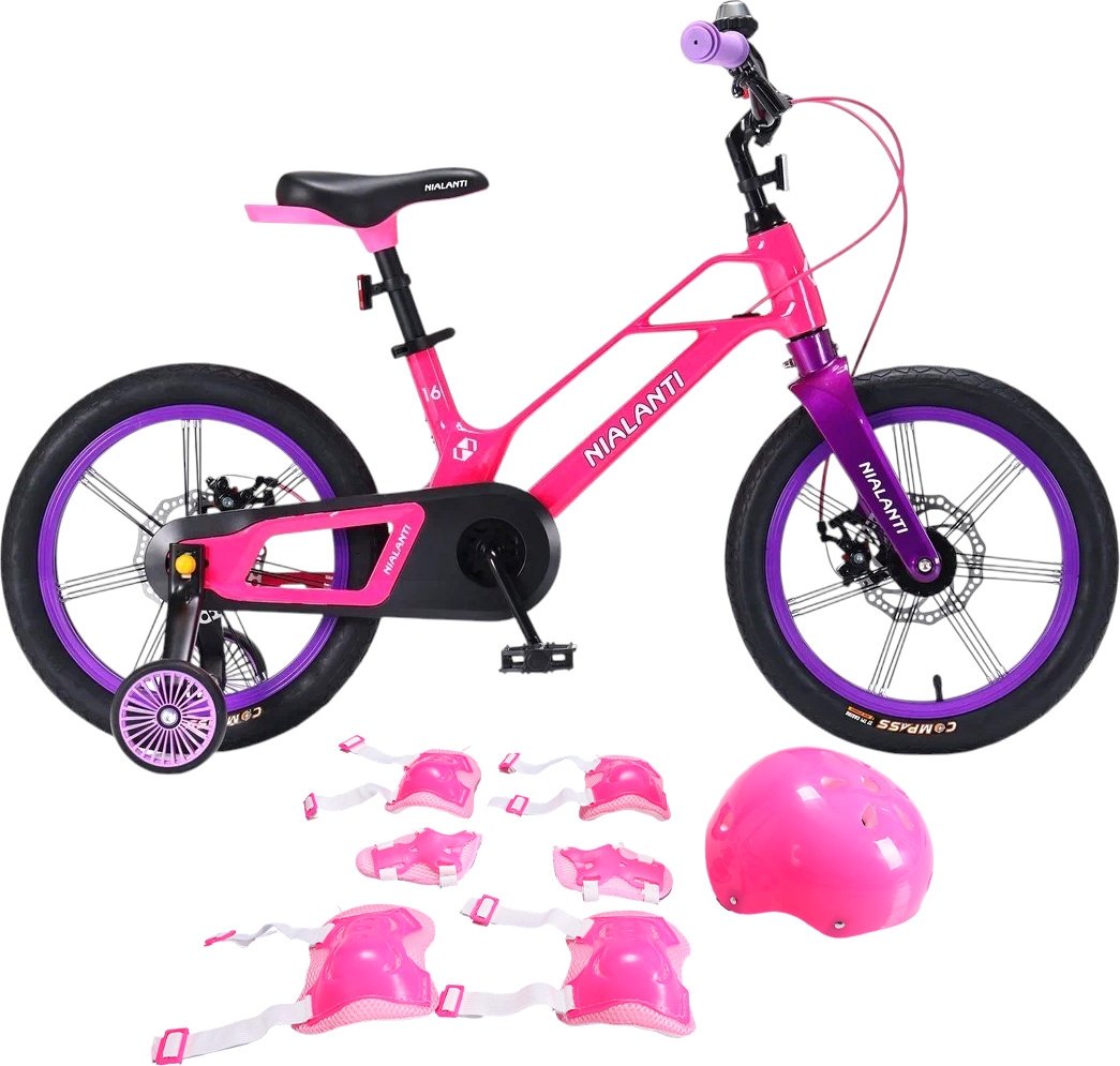 

Детский велосипед Nialanti Magic 16 MD 2025 (розовый, с комплектом защиты)