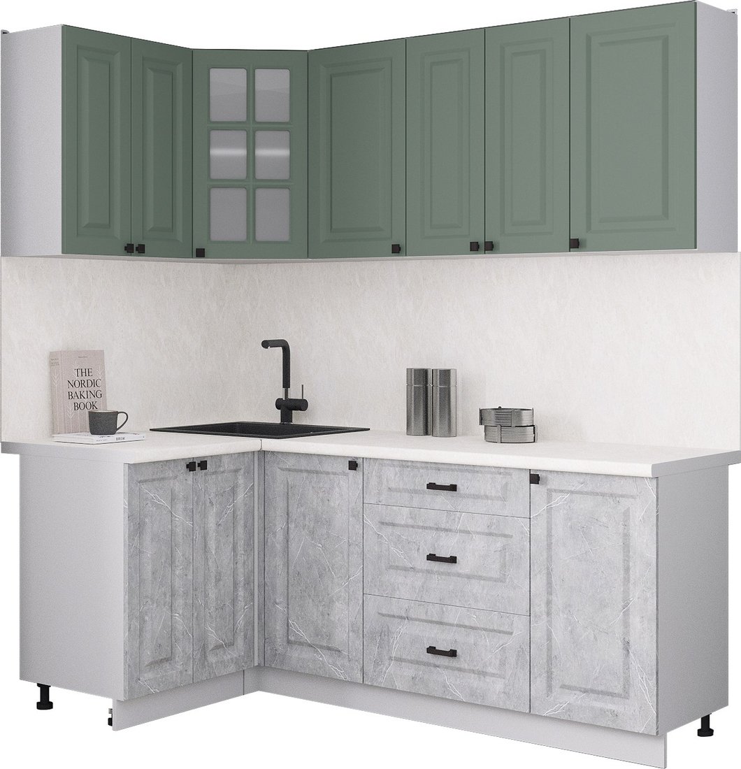 

Готовая кухня Интерлиния Мила Деко 1.2x2.0 (керамика/мята/опал светлый)