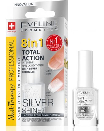Eveline Cosmetics Nail Therapy 8 в 1 Silver Shine 12 мл