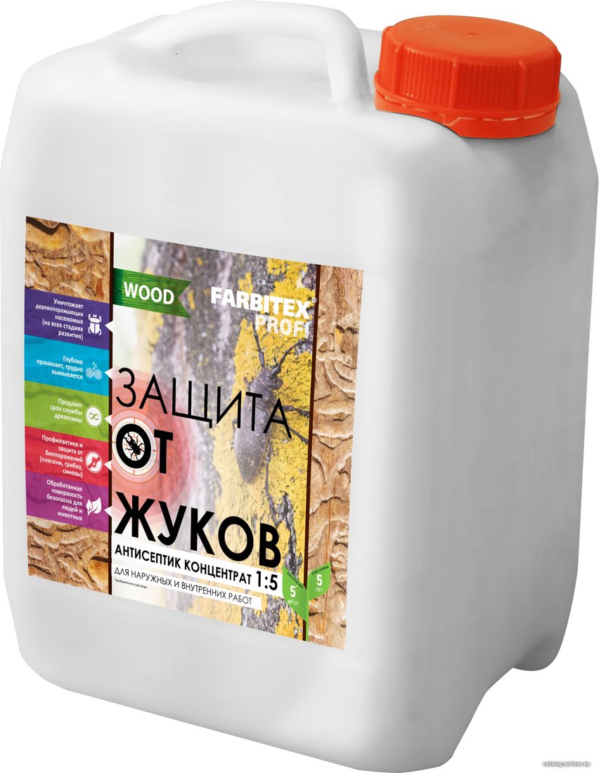 Антисептик Farbitex Profi Wood Защита от жуков концентрат 1:5 5 л