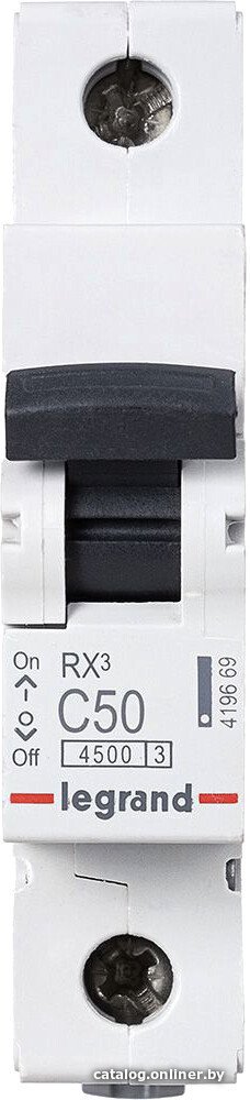 Выключатель автоматический Legrand RX3 1P C 50A 4.5кА 1M 419669