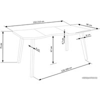 Кухонный стол Halmar Dickson 2 150-210/90x75 (натуральный/черный)