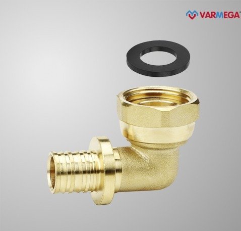 Фитинг Varmega Угол с накидной гайкой Slide-fit 16x1/2, аксиальный VM51911