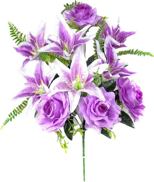 

Искусственный букет KlrBy Розы и лилии с добавками СН22сирень