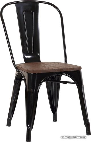Стул Stool Group Tolix Wood YD-H440B-W LG-01 (черный глянцевый/темное дерево)