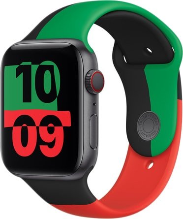 

Ремешок Apple спортивный 44 мм (black unity, R) MJ4W3
