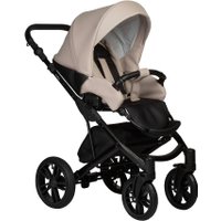 Универсальная коляска Indigo Mio ECO (2 в 1, 04/черная кожа+светло-бежевая кожа)
