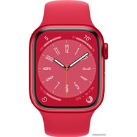 Умные часы Apple Watch Series 8 41 мм (алюминиевый корпус, красный/красный, спортивный силиконовый ремешок S/M)