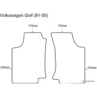 Комплект ковриков для авто Alicosta VW Golf 91-00 (вод.+пер. пасс., ЭВА 6-уг, черный)