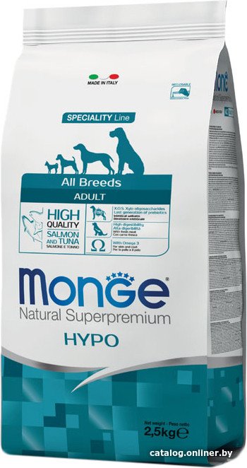 Сухой корм для собак Monge All Breeds Hypo Salmon and Tuna (гипоаллергенный для всех пород с лососем и тунцом) 2.5 кг