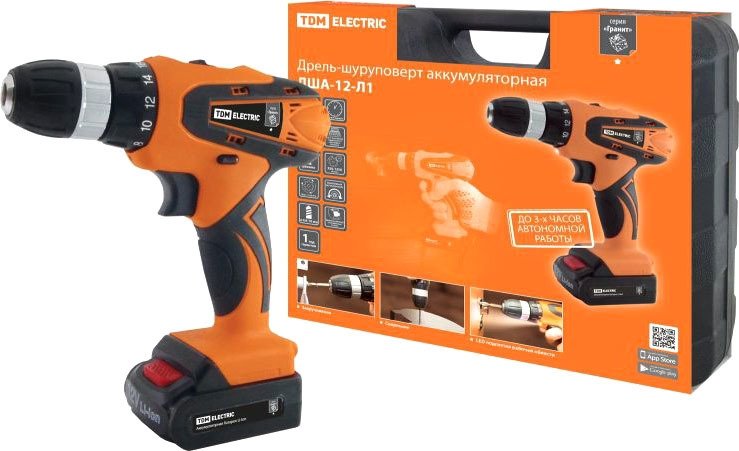 

Дрель-шуруповерт TDM Electric ДША-12-Л1 SQ1030-0201 (с 1-им АКБ, кейс)