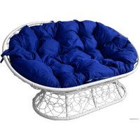 Садовый диван M-Group Мамасан 12110110 (белый ротанг/синяя подушка)