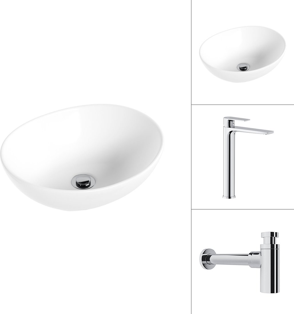 Умывальник Lauter 21652 + Reef 21CK8678C с сифоном 21635CH (хром)