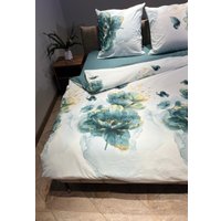 2-спальный комплект постельного белья Luxsonia Изумрудная роскошь 2сп с простыней на резинке ИВТ2409