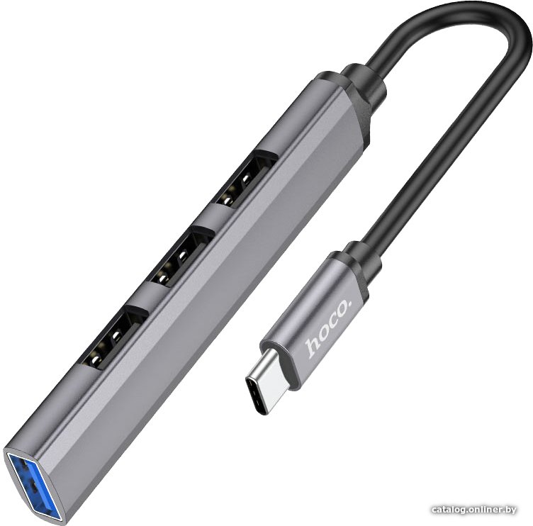USB-хаб Hoco HB26 USB Type-C (серый)