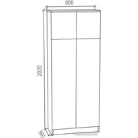 Шкаф распашной МДК ПРШ1 2-х створчатый 2020x800x400 (дуб сонома)