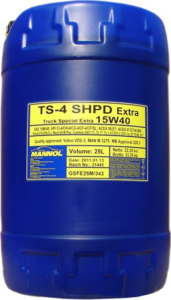 

Моторное масло Mannol TS-4 SHPD 15W-40 20л