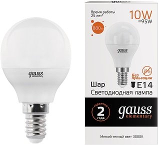 Светодиодная лампочка Gauss E14 10 Вт 3000 К 53110