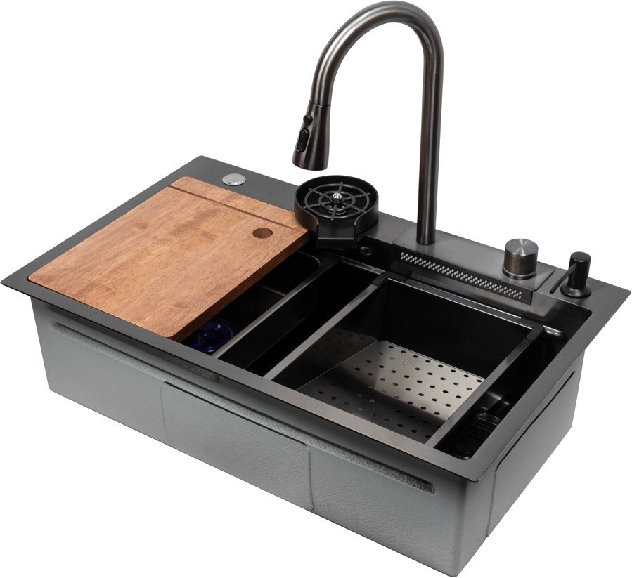 

Кухонная мойка ARFEKA ECO AR 750*450 Black PVD Nano