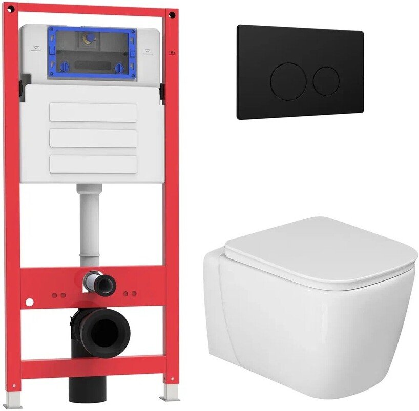 

Унитаз подвесной Oliveeka OL-MQ-003 + OL-G1 + OL-R22-MB (черный матовый)