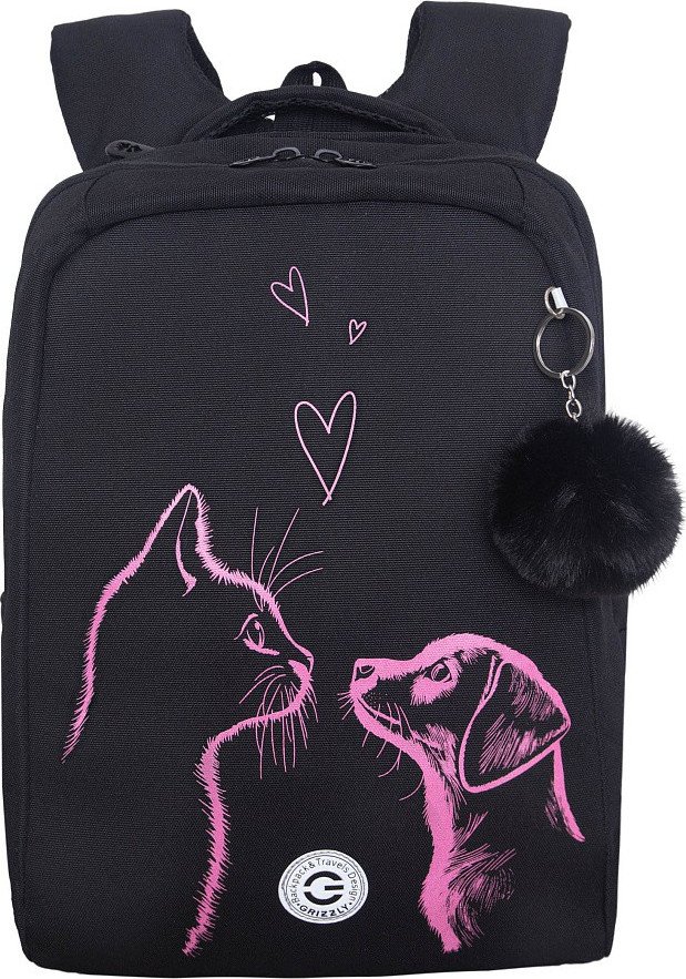 

Школьный рюкзак Grizzly RG-666-5 (черный/розовый)