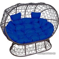 Садовый диван M-Group Лежебока 11190210 (на подставке с коричневым ротангом/синяя подушка)