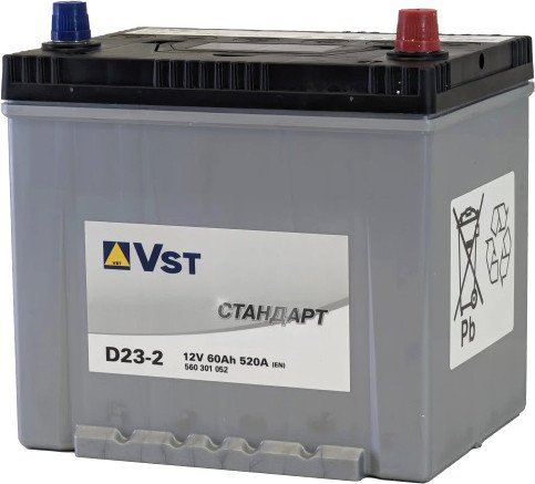 

Автомобильный аккумулятор VST Стандарт Asia D32-2 60 R+ (60 А·ч)